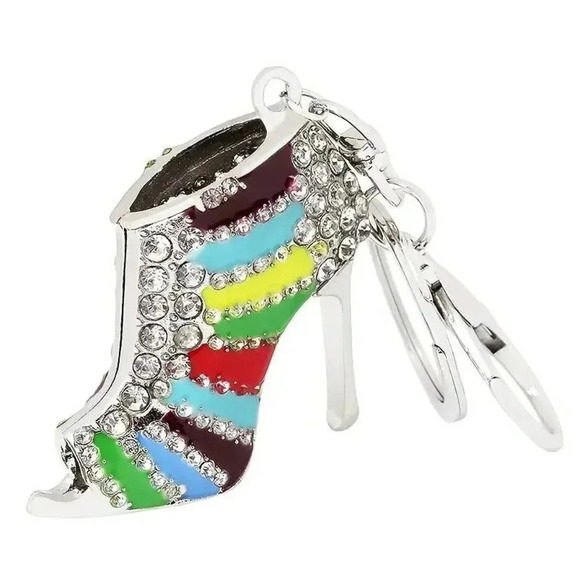 Accessories - Multicolor Heels Pumps Crystal Rhinestones Silvertoned Handbag Charm Keychain